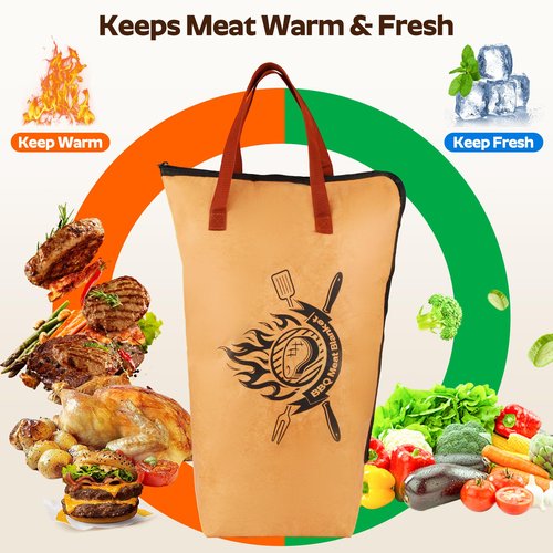 BBQ Blanket for Resting Meat,Multi Layer Insulated Meat Resting Bag for Grilling Accessories,Reuseable Smoker Meat Resting Blanket with Leak-Proof for Brisket,Turkey,Steak (21 Inch)