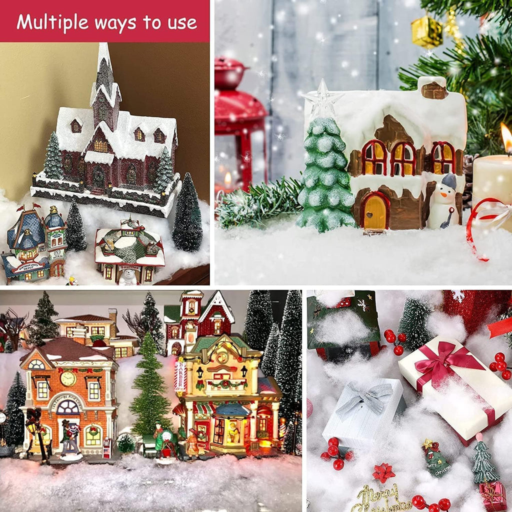 Skiennix Christmas Fake Snow Decor - Fluffy Fiber Artificial Snow Blankets for Indoor Decoration