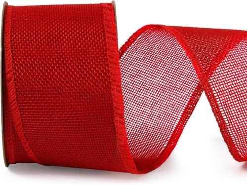 LaRibbons Red Burlap Wired Ribbon - 2.5 Inch x 12 Yards for Crafting, Gift Wrapping & Holiday Decor