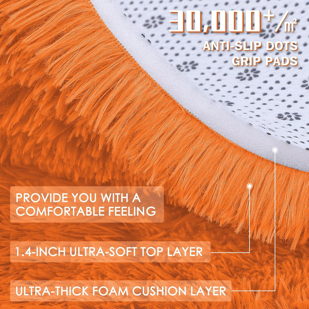 OLANLY Runner Rugs - 2x5 Machine Washable Soft Shaggy Carpet for Bedroom & Hallway | Orange Decor