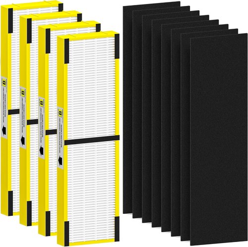 G-Guardian FLT4825 Air Purifier Filter B Replacement - 4 High Efficiency + 8 Activated Carbon Pre-Filters - Yellow