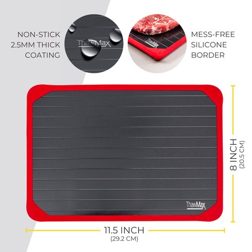 Rapid Defrosting Tray for Frozen Meat | No Mess Full Silicone Border | Thaw Frozen Food Faster Without a Microwave or Hot Water | Quick and Safe | Meat Thawing Tray