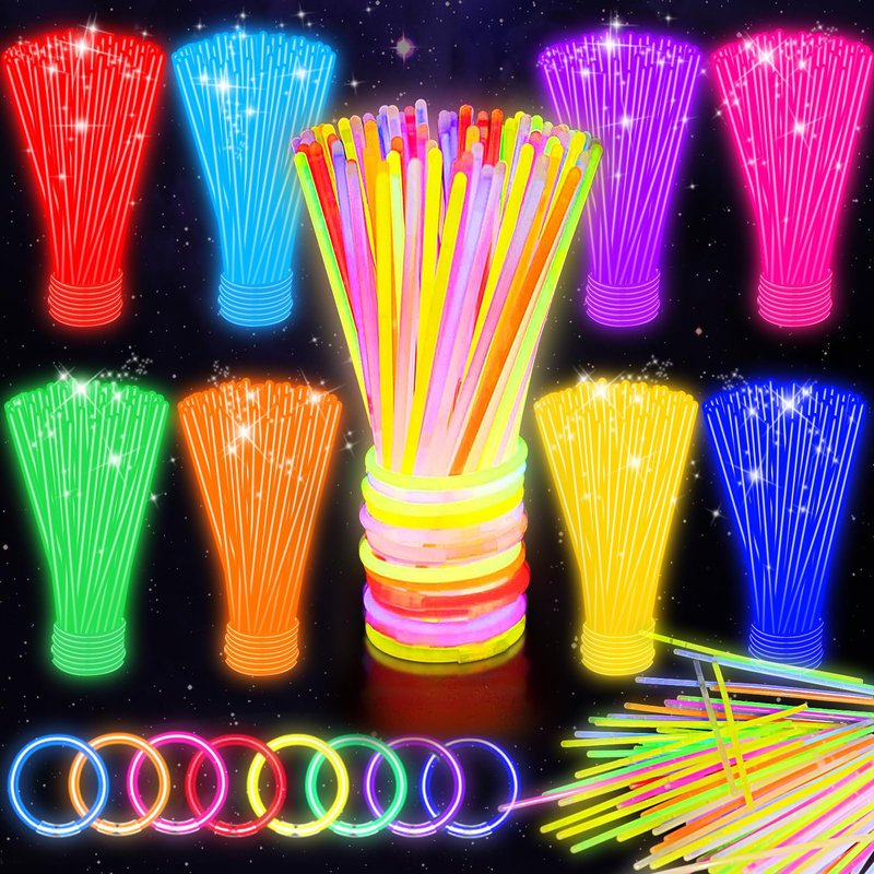 SHQDD 248 PCS Glow Party Supplies,Glow in the Dark Party Favors, 24PCS Foam Glow Sticks, 24PCS LED Glasses and 200PCS Glow Sticks Bracelets, Neon Party Favors for Wedding,Concert,Raves and Birthday