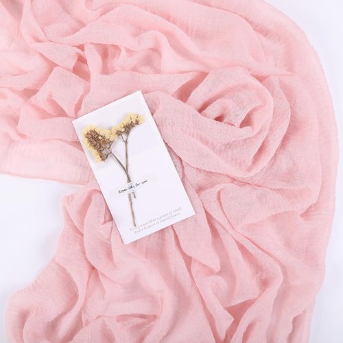 Blushing Pink Cheesecloth Table Runner - 10ft Gauze Runner for Weddings & Events | 32x120 Inches, Boho Rustic Decor