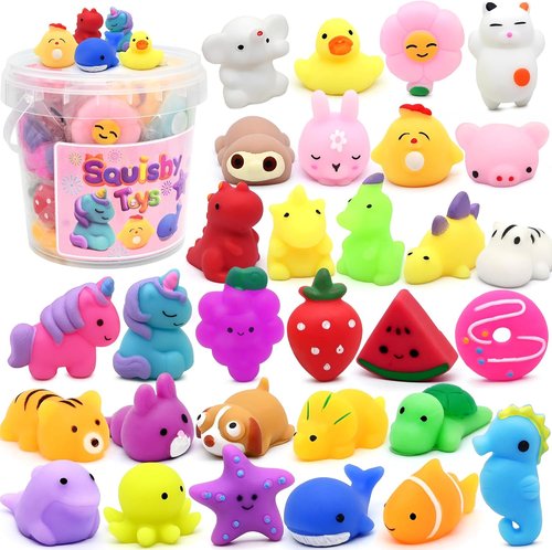Mochi Squishy Toys - 30 Pack Mini Fidget Toys for Kids | Perfect Birthday Party Favors & Classroom Prizes