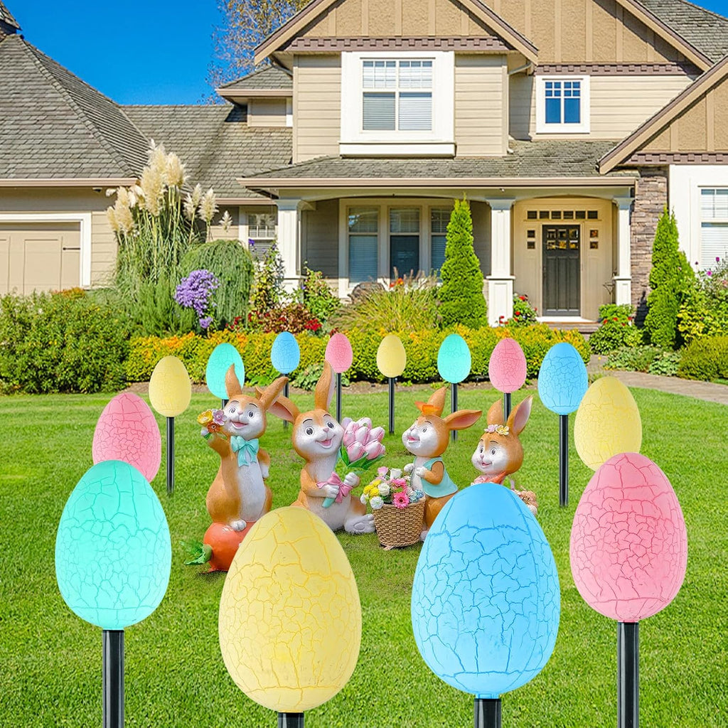 Skiennix Jumbo Solar Giant Easter Egg Lights - 12-Pack Waterproof LED Outdoor Decor | 8 Auto Modes, IP65 Weatherproof