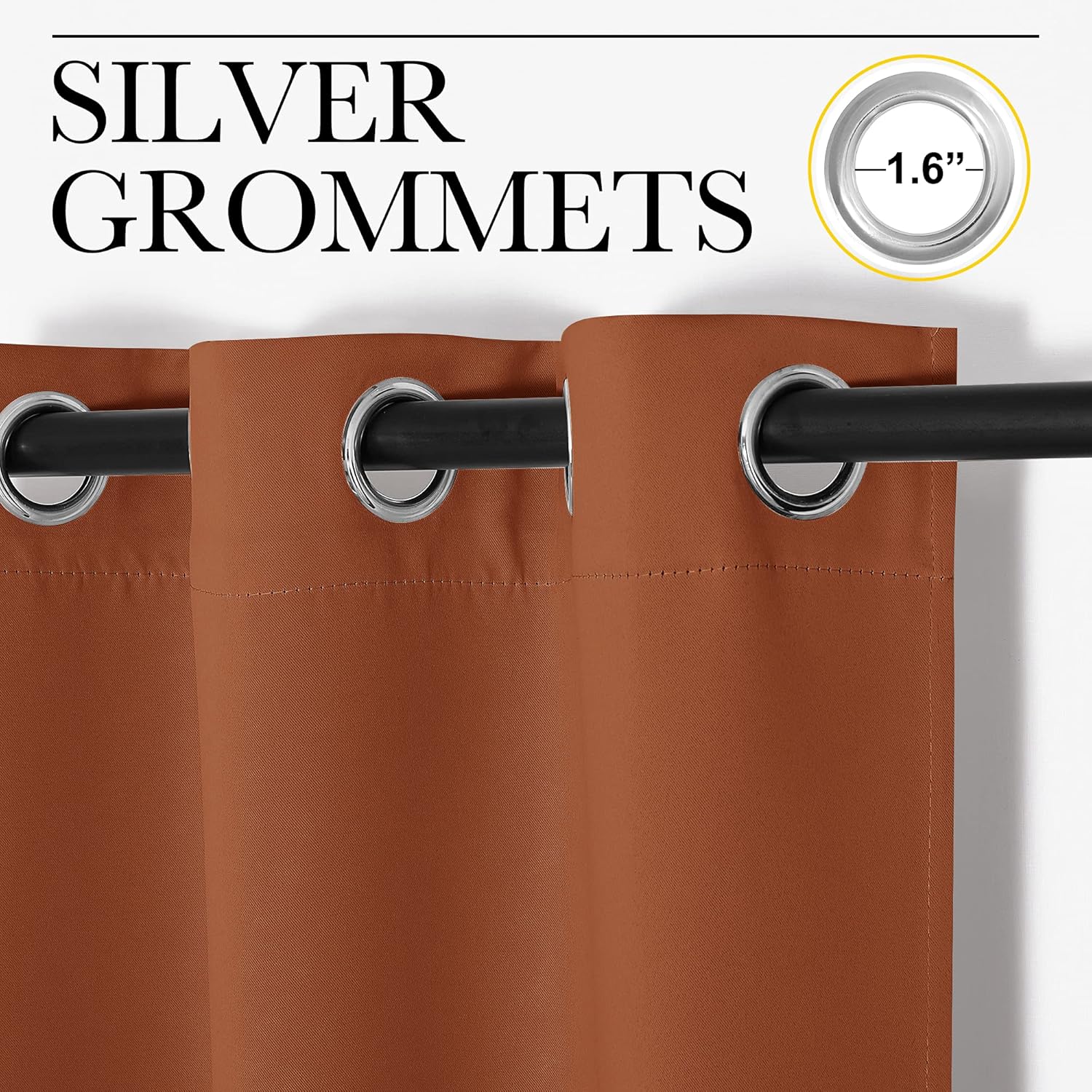 NICETOWN Blackout Curtains - Burnt Orange Thermal Insulated Drapes for Bedroom | 48" Long, 42" Wide (1 Pair)