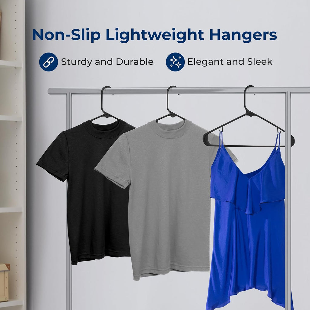 SereneLife Premium Plastic Hangers - Durable, Lightweight Clothes Organizers | 20 Pack in Black