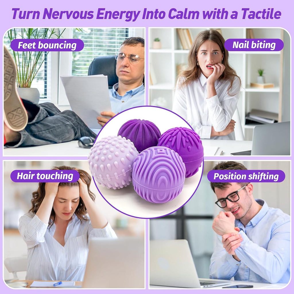 Skiennix Fidget Toys - Magnetic Stress Balls for Adults & Teens | 8pcs Silicone Sensory Relief Set - Lavender