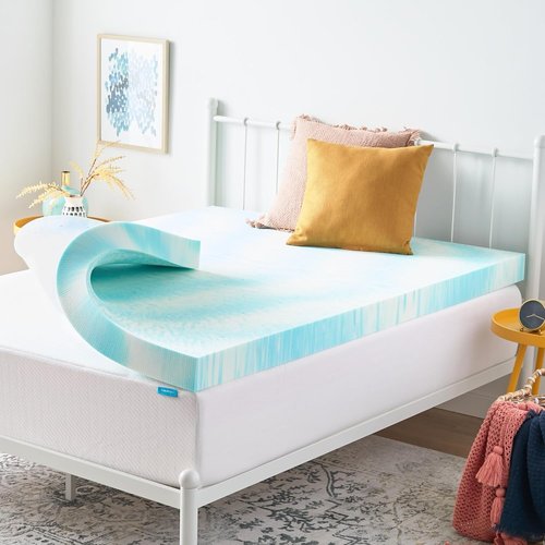 Linenspa 4 Inch Gel Memory Foam Mattress Topper - Queen Size, Cooling & Pressure Relieving | CertiPUR Certified