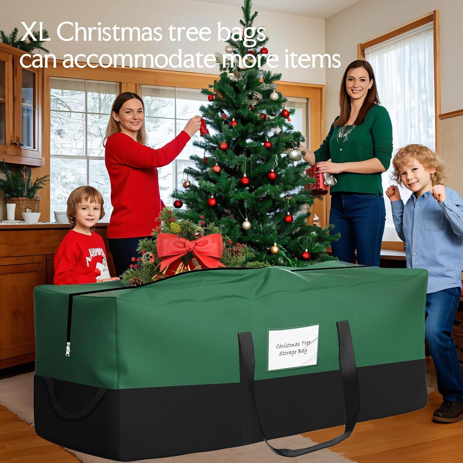Skiennix Christmas Tree Storage Bag - Fits Up to 8 Ft Tall Trees | Heavy-Duty 600D Oxford Material with Dual Zipper & Transparent Pocket