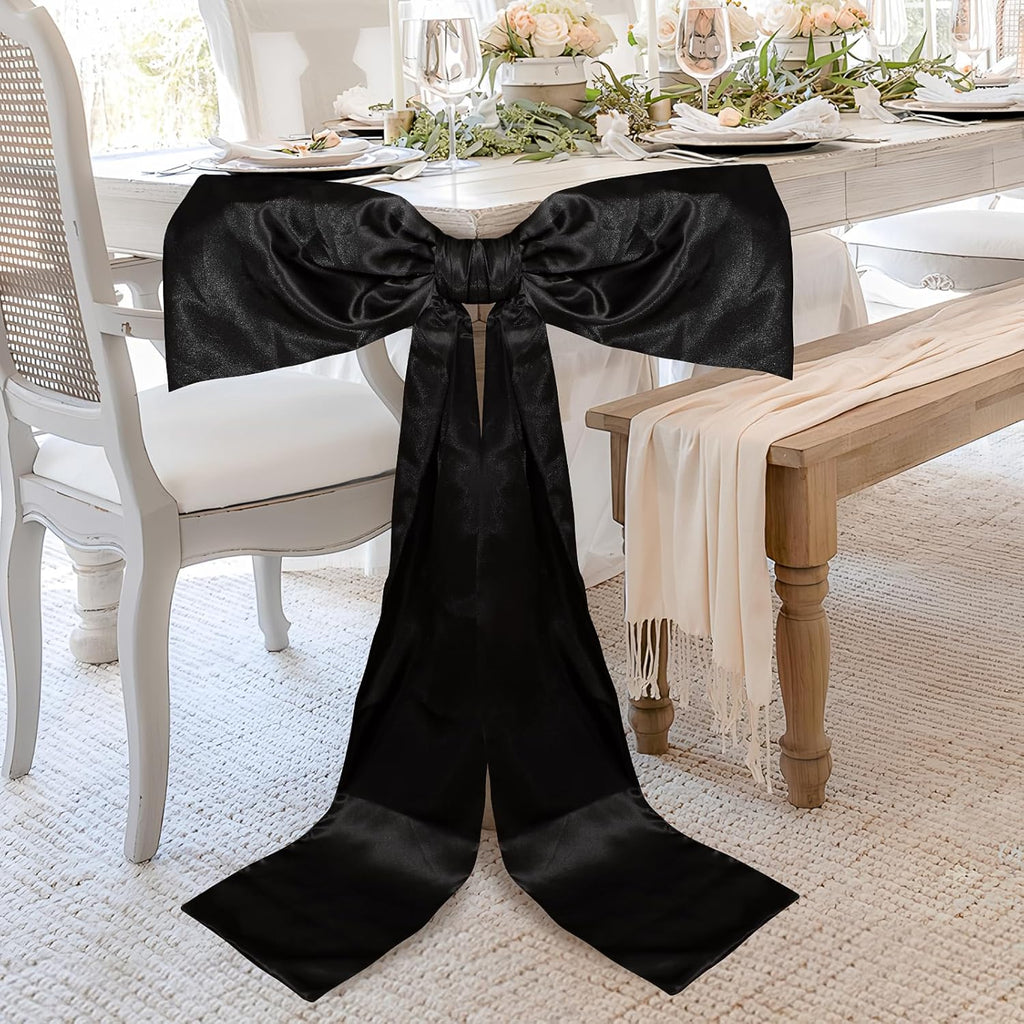 Phoaxul Large Black Bow - Elegant Satin Fabric Birthday Decorations | 24 X 36 in for Parties & Events