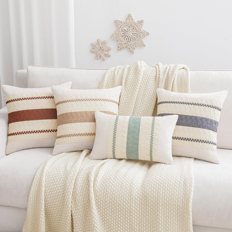 Laolitou Decorative Pillow Covers 18×18 Pack of 2, Boho Cotton Linen Soft Cozy Neutral Throw Pillow Cases for Living Room Sofa Bedroom Couch Cushions Home Decor