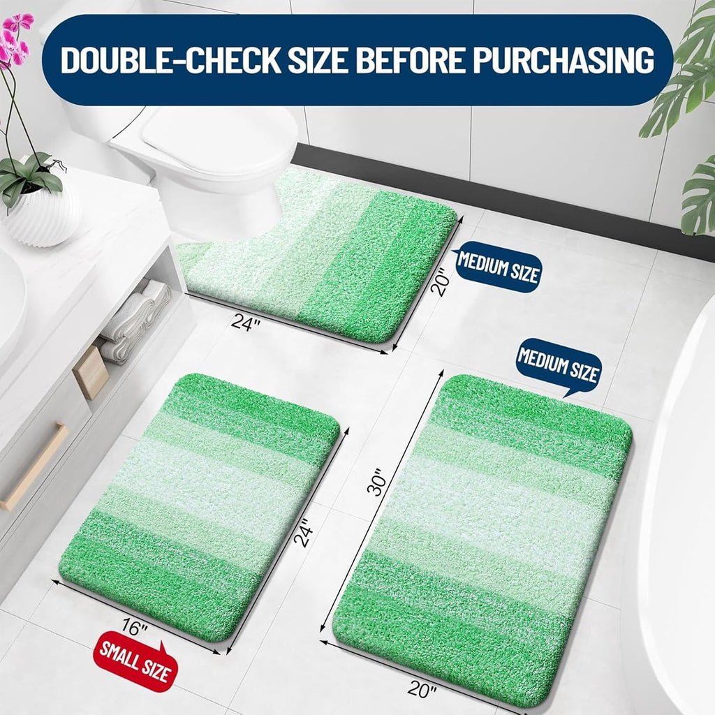 OLANLY Bathroom Runner Rug - Extra Soft Microfiber, Quick Dry, Machine Washable | 70x24, Green