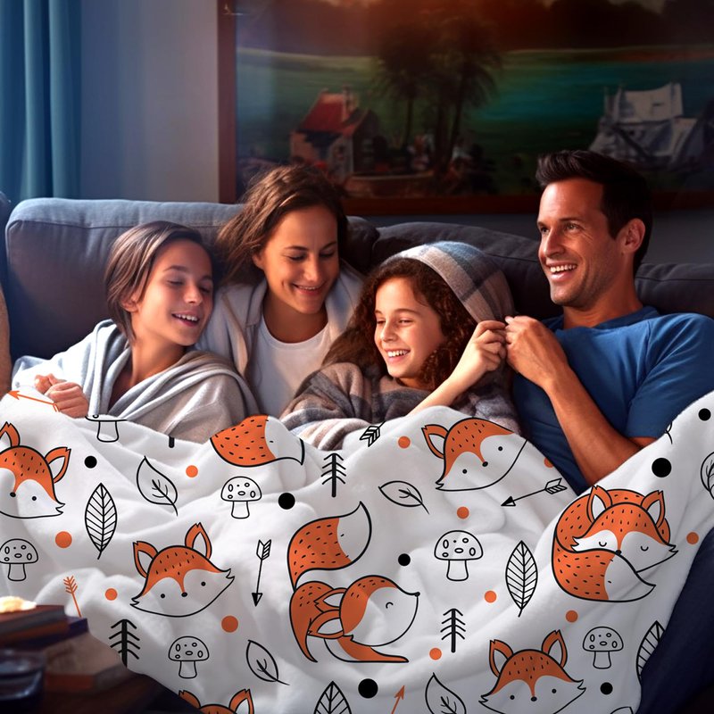 Cute Fox Blanket Super Soft Cozy Flannel Throw Blankets Bedding for Sofa Bedroom Living Room Kids Adults Gifts 50"x40"