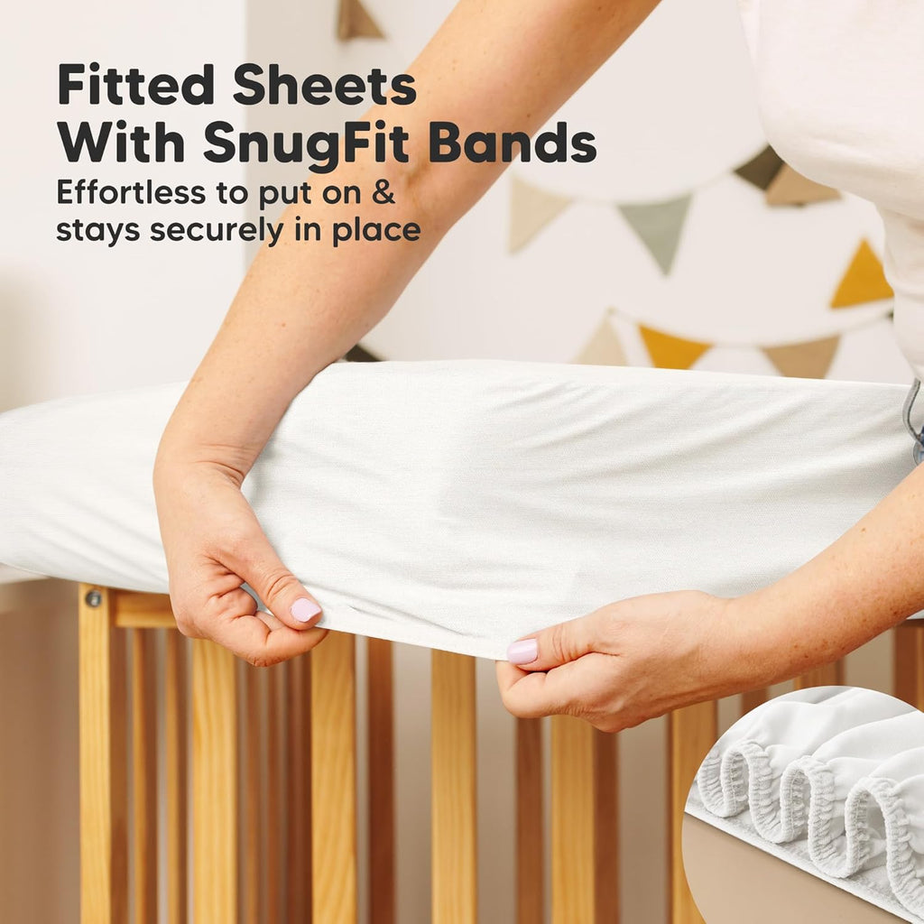 Skiennix Waterproof Crib Mattress Protector Cover - Soft Quilted Cotton, 52" x 28", Machine Washable, 2-Pack