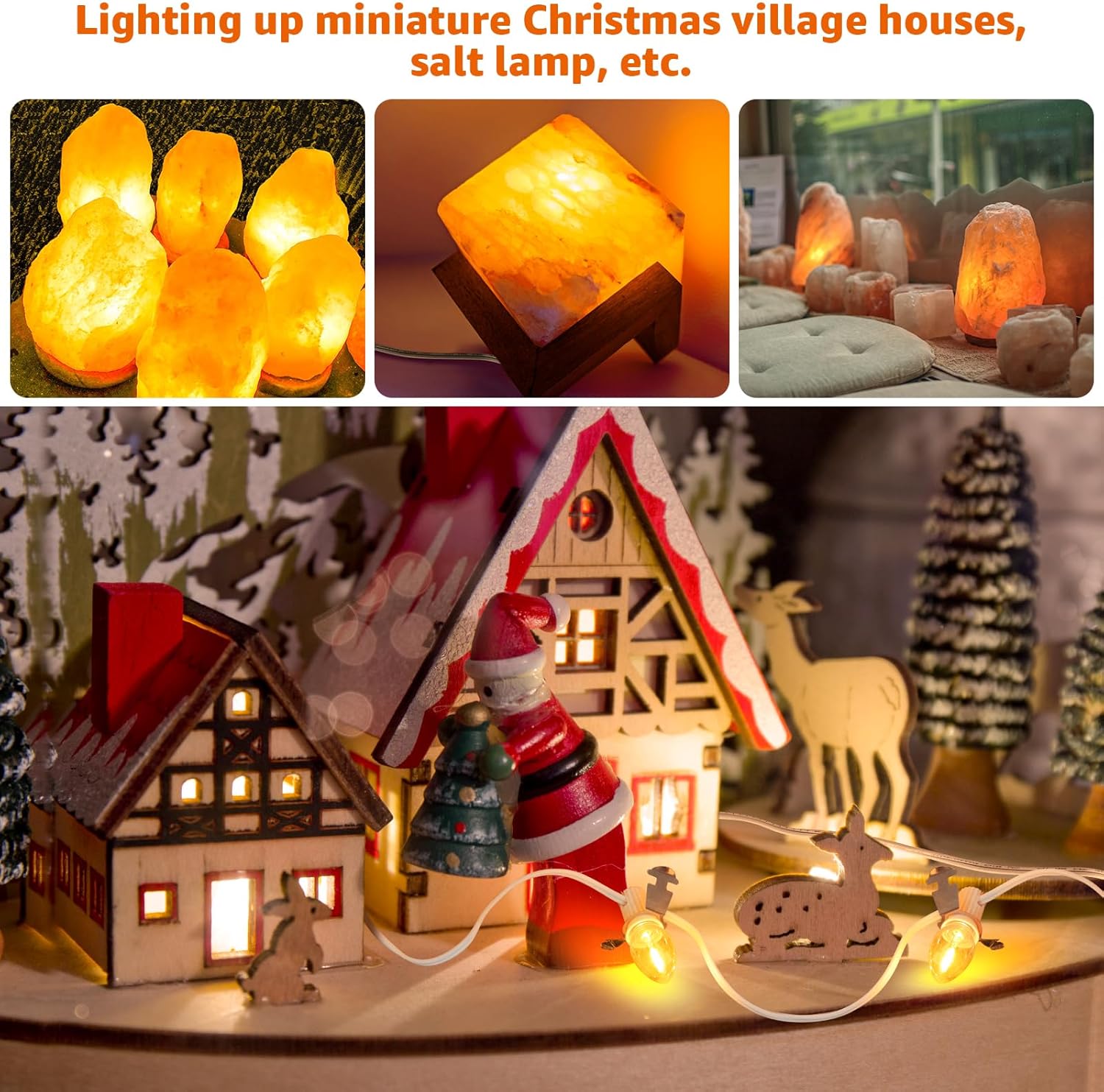 Skiennix Christmas Village Lights - 10 LED Bulbs with Clips for Festive Home Decor | Warm White