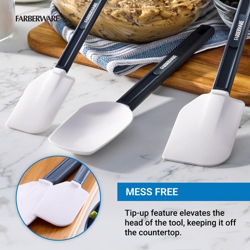 FARBERWARE Pro 3 Piece Silicone Spatula Set, 13.5 and 10 inch NSF Certified Cooking Tools