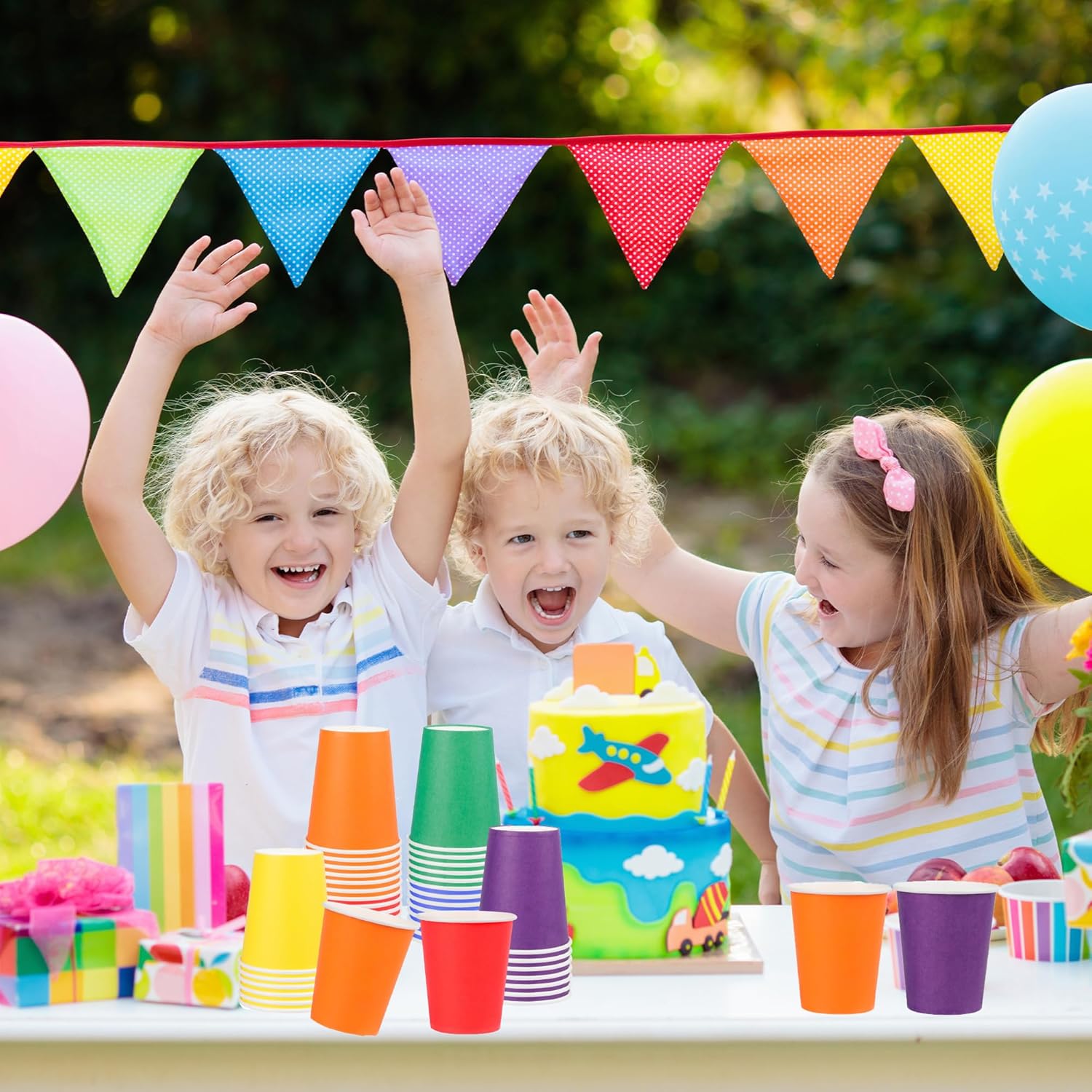 Rainbow Paper Cups by [Brand Name] - 120-Pack 9 Oz Disposable Colorful Party Cups for Birthdays & Events