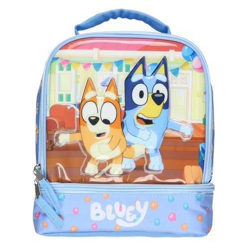 Bluey Lunch Box Bluey and Bingo Party Time Dual Compartment Insulated Lunch Bag Tote 10"