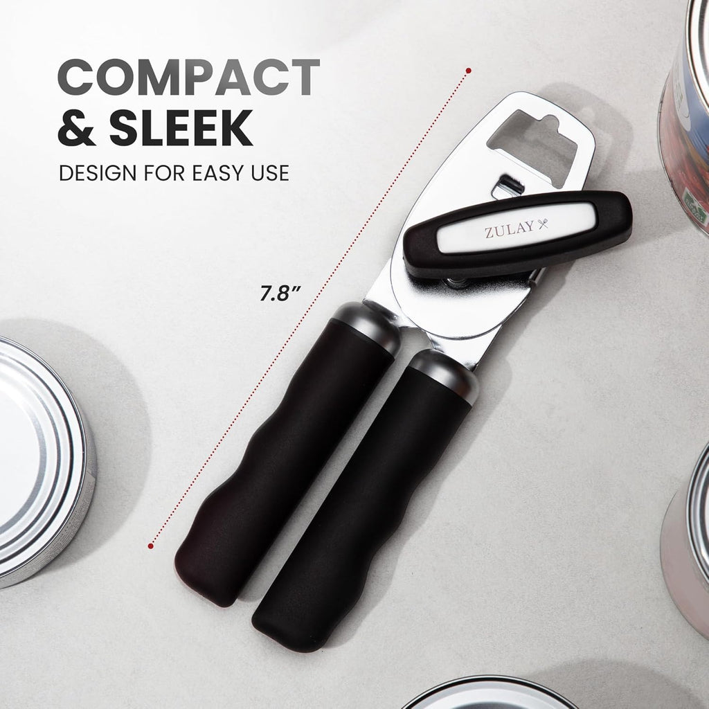 Zulay Kitchen COMFY™ Can Opener - Rust-Proof Stainless Steel with Soft Grip Handles | Black