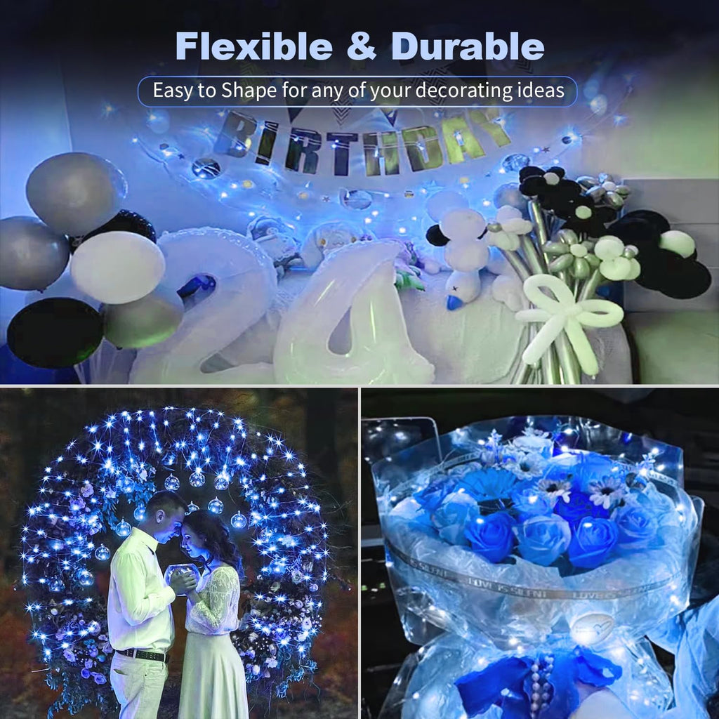 Skiennix 20 Pack LED Fairy Lights - Battery Operated, Waterproof Mini Twinkle String Lights for Weddings & Parties - 7FT, Blue