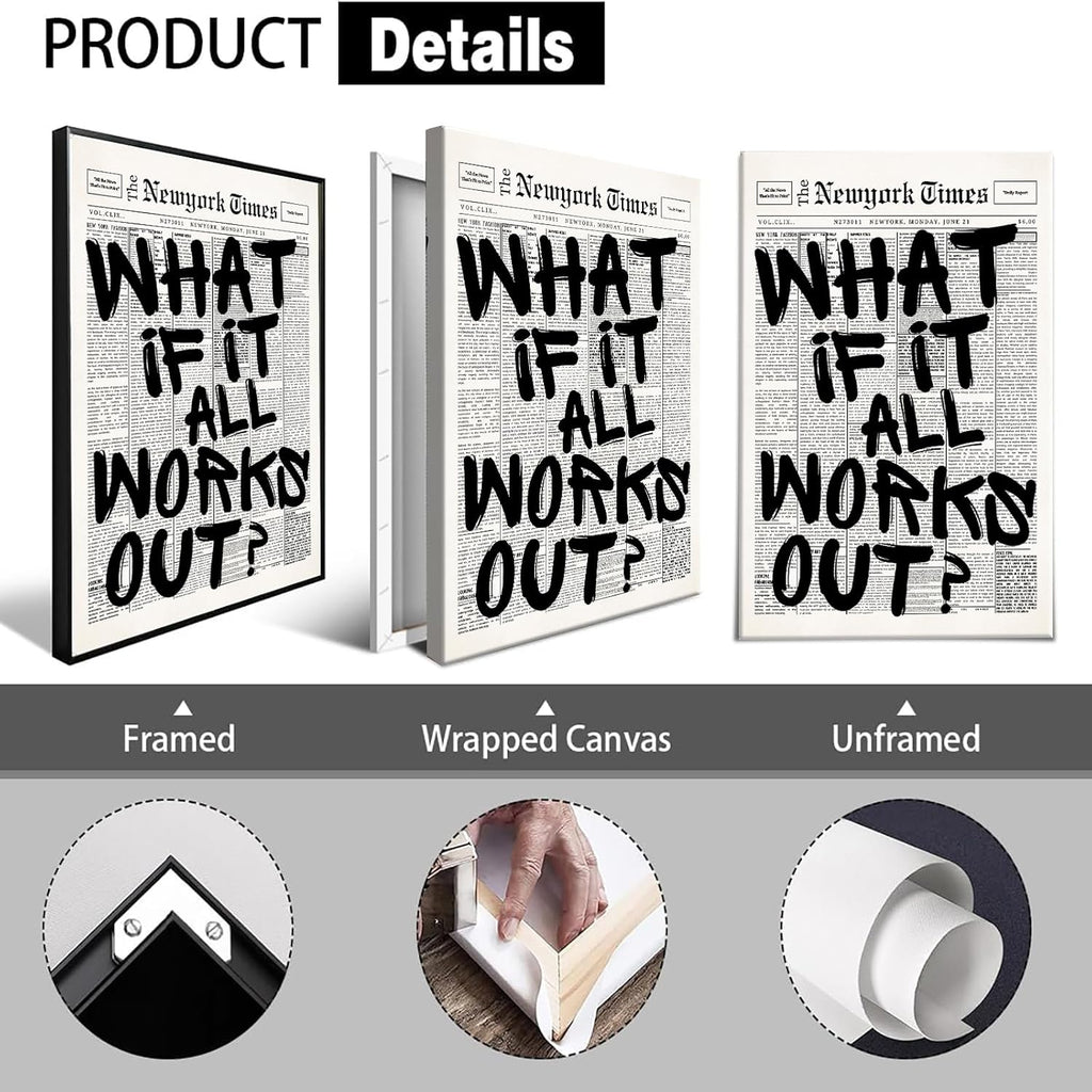 Skiennix Unframed Black And White Newspaper Canvas Poster - Inspirational Quote Wall Art | 8x12in
