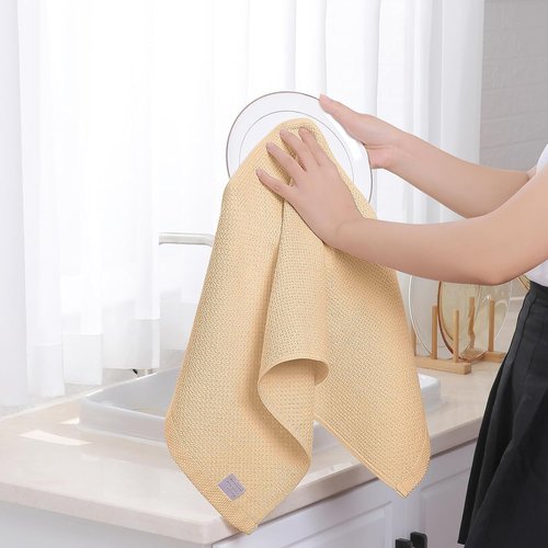 Homaxy 100% Cotton Kitchen Dish Towels - Ultra Soft & Absorbent Quick Drying, 13 x 28 Inches, 6-Pack, Apricot