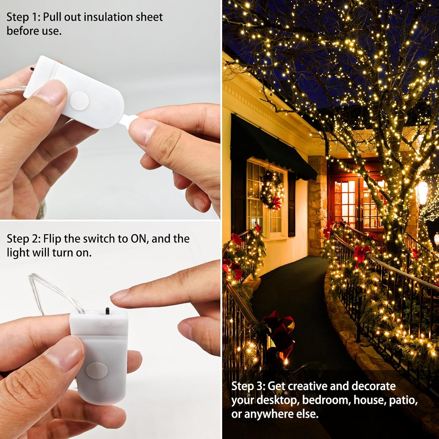 VOOKRY 30 LED Fairy Lights - 10 ft Battery Operated Mini Silver Wire for DIY Crafts & Weddings | Warm White