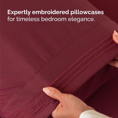 Comfy Twin Size 3-Piece Sheet Set by [Brand Name] | Breathable & Cooling Luxury Bedding - Deep Pockets, Ultra-Soft, Wrinkle-Free - Burgundy