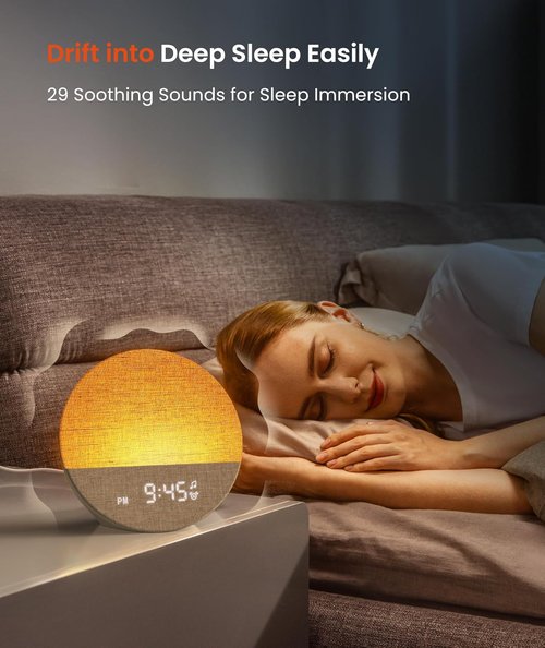 Dreamegg Sunrise Alarm Clock - Customizable Sound Machine & Dimmable Night Light | 29 Soothing Sounds