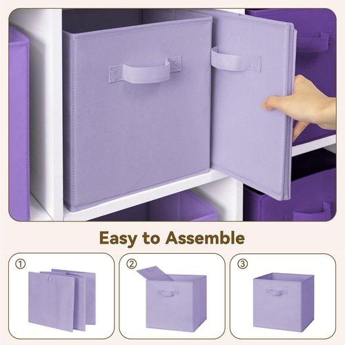 Granny Says Cube Storage Bins - 13 Inch Fabric Organizers in Purple Gradient | 6-Pack for Shelves & Closets