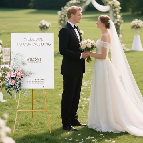 Gold Easel Stand - Heavy Duty 4-Tier Adjustable Art Easel for Weddings & Paintings | 1pc
