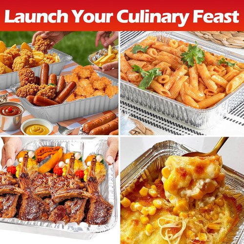 Heavy Duty 9x13 Aluminum Foil Pans by [Brand Name] - 10 Pack Disposable Deep Trays for Cooking & Baking