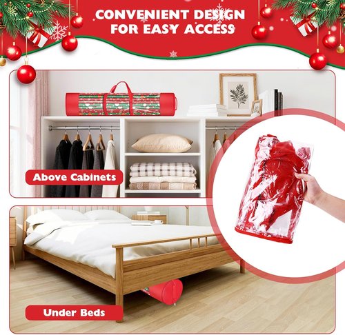 Gift Wrap Storage Organizer by 2Pack - Durable 600D Oxford Fabric for 18-25 Rolls - Red