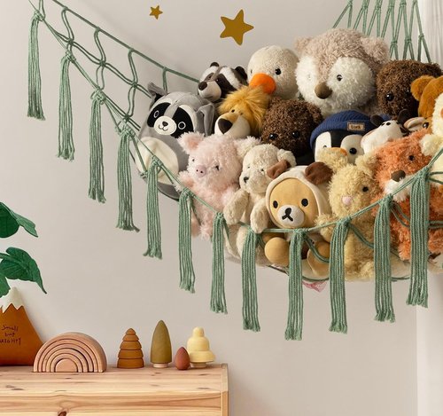Mirolam Stuffed Animal Storage Hammock - Large Plush Toy Organizer for Nursery & Bedroom Decor