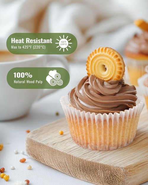Bake Choice 200pcs White Cupcake Liners - Greaseproof Non-Stick Muffin Wrappers for Parties & Events