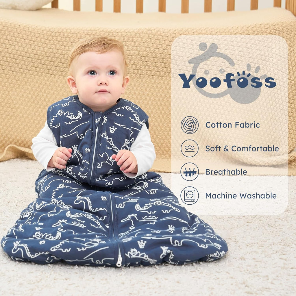 Yoofoss Baby Sleep Sack - 100% Organic Cotton Wearable Blanket for 12-18 Months | TOG 2.5, 2-Way Zipper