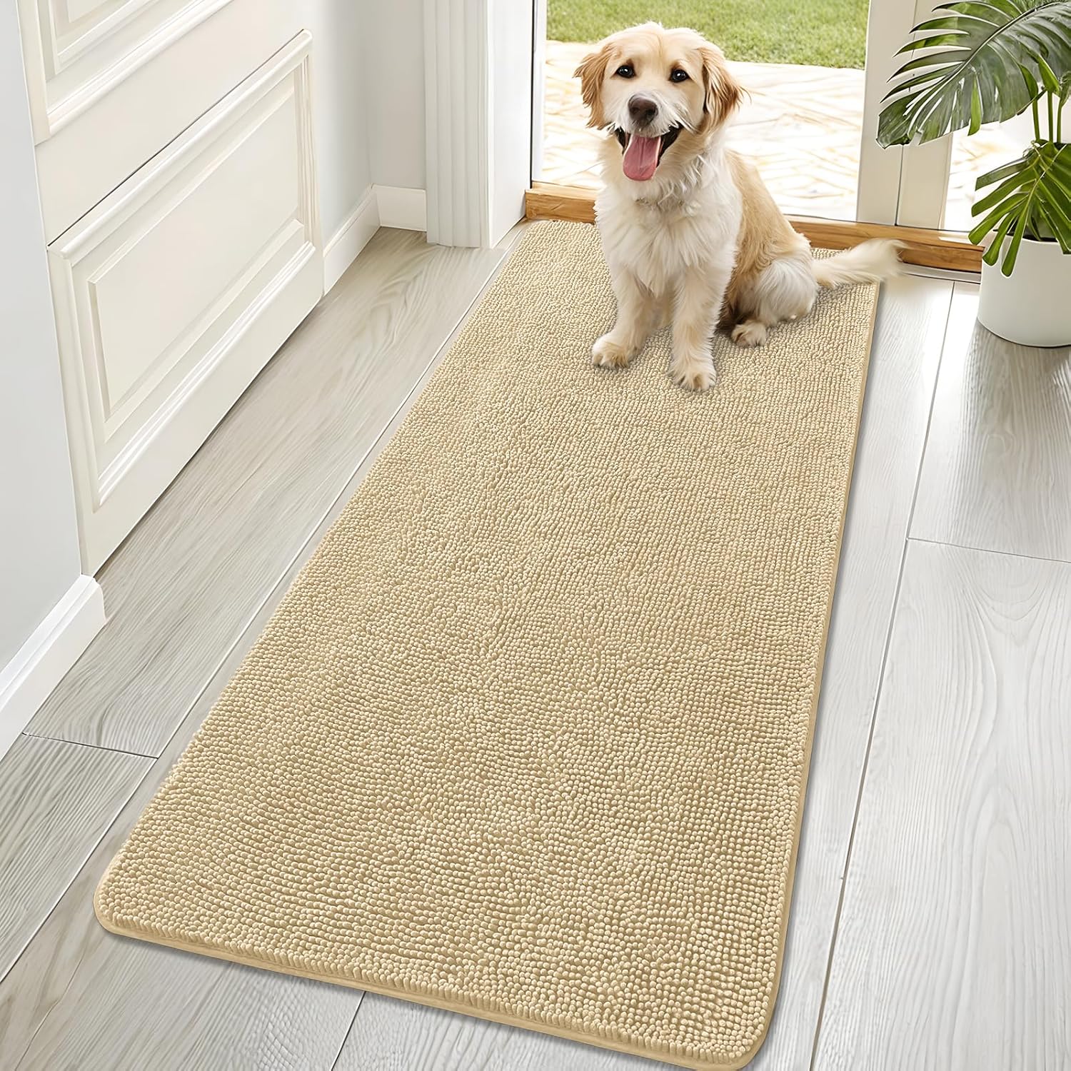 OLANLY Dog Door Mat - Absorbent Non-Slip Mud Mat for Indoor Use | 70x32, Quick Dry Chenille, Perfect for Muddy Paws