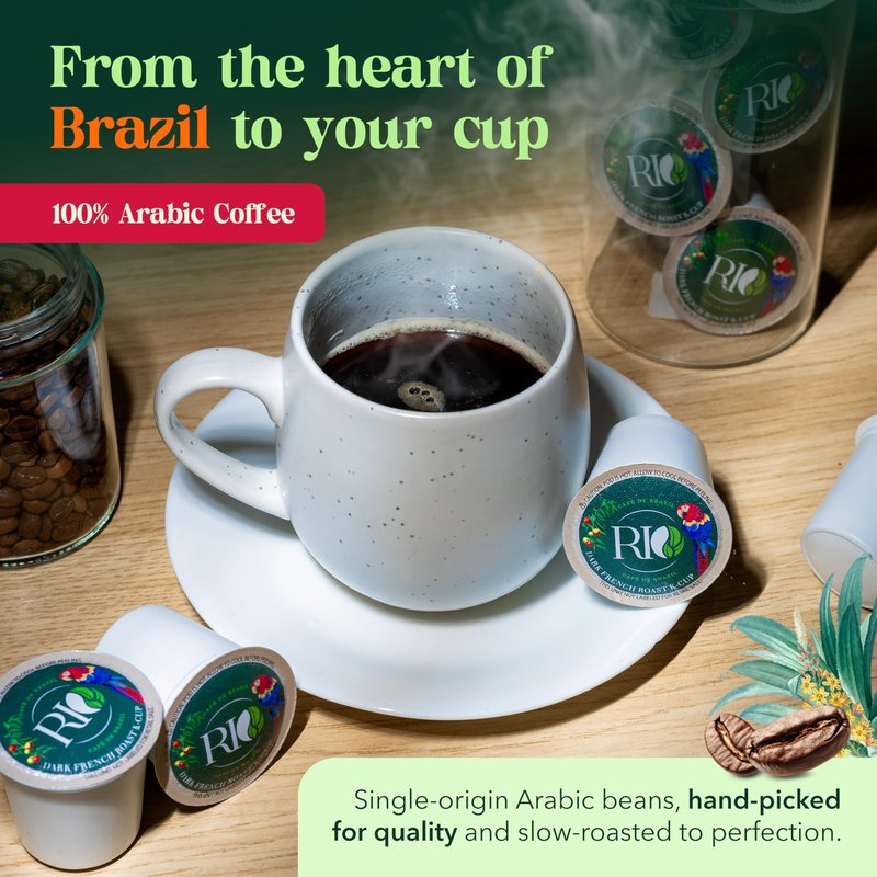 Rio Cafe de Brazil Kcup Coffee Pods - 72 Count, Dark Roast Coffee with Dark Chocolate and Roasted Nuts Flavor, Compatible with Kcup Brewers, 100% Brazilian Made