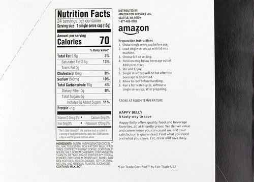 Happy Belly Cappuccino Coffee Pods - Light Roast Caramel Flavor | Compatible With K-Cup Brewers, 24 Count