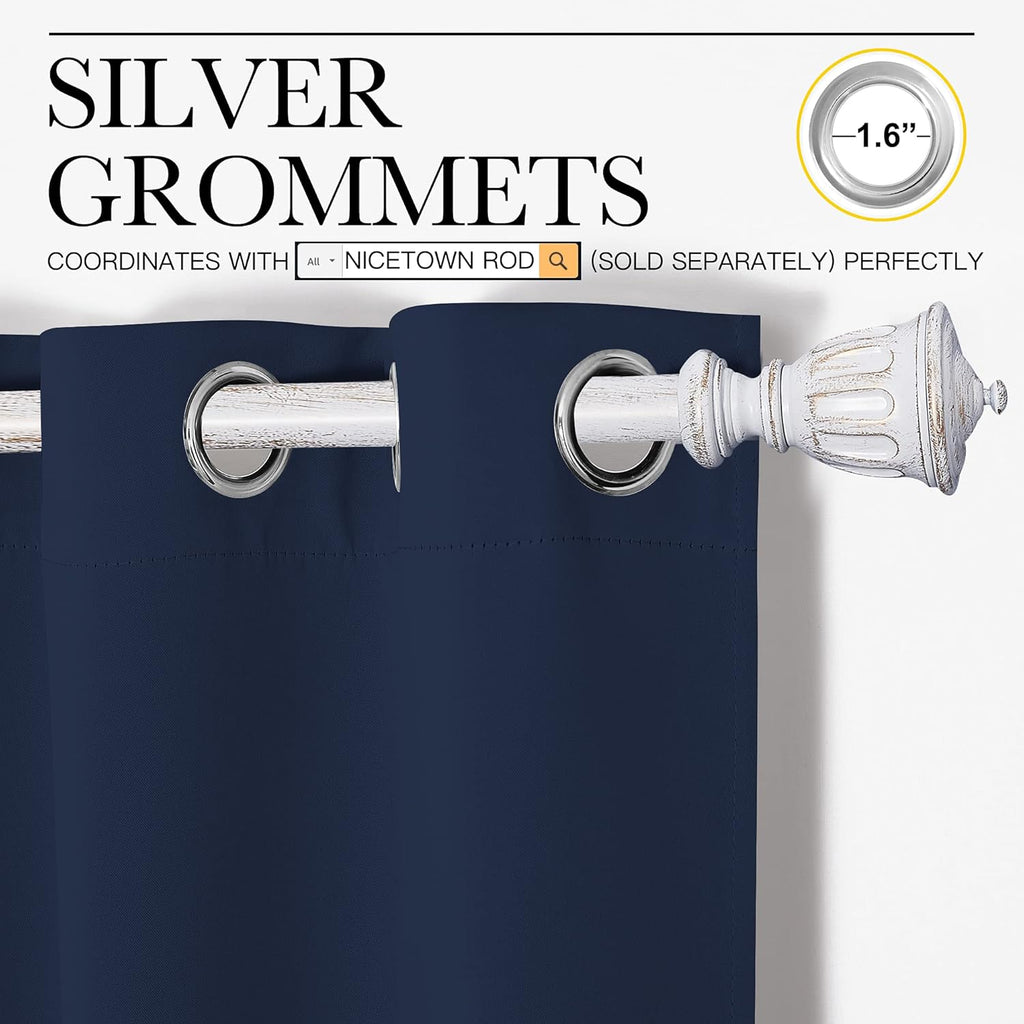 NICETOWN Blackout Curtains - All Season Thermal Insulated Grommet Drapes for Kids' Room | Navy, 42 x 68 Inches