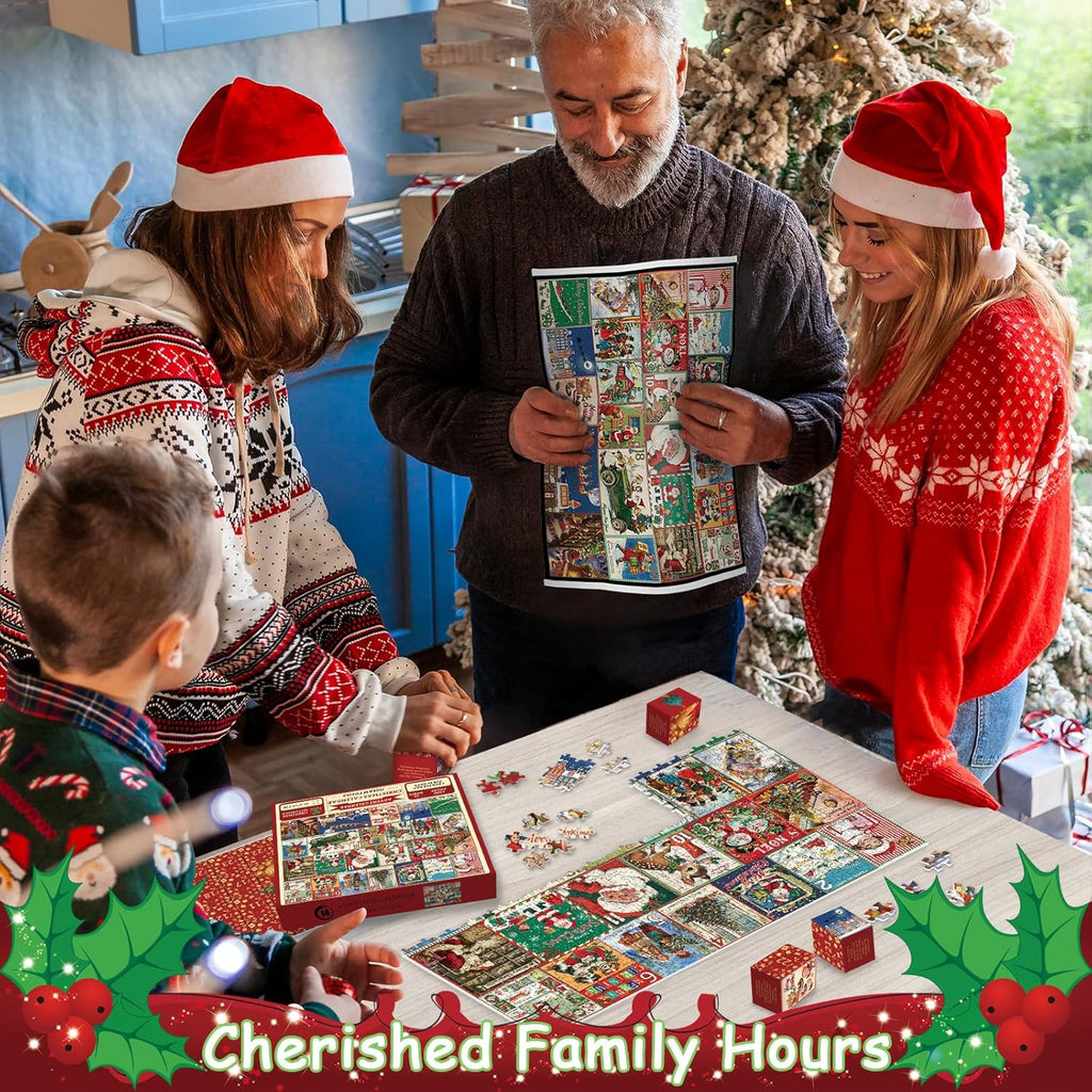 Skiennix Christmas Advent Calendar Puzzle - 1000 Piece Holiday Countdown Jigsaw for Adults