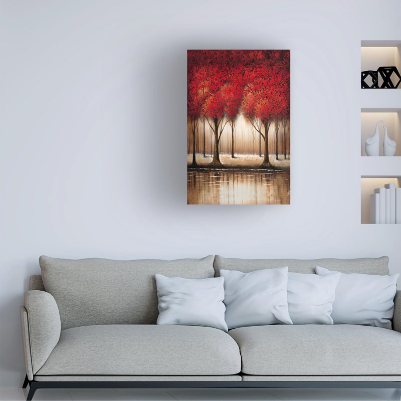 Trademark Fine Art Parade of Red Trees by Rio Canvas Wall Art, 22 by 32-Inch