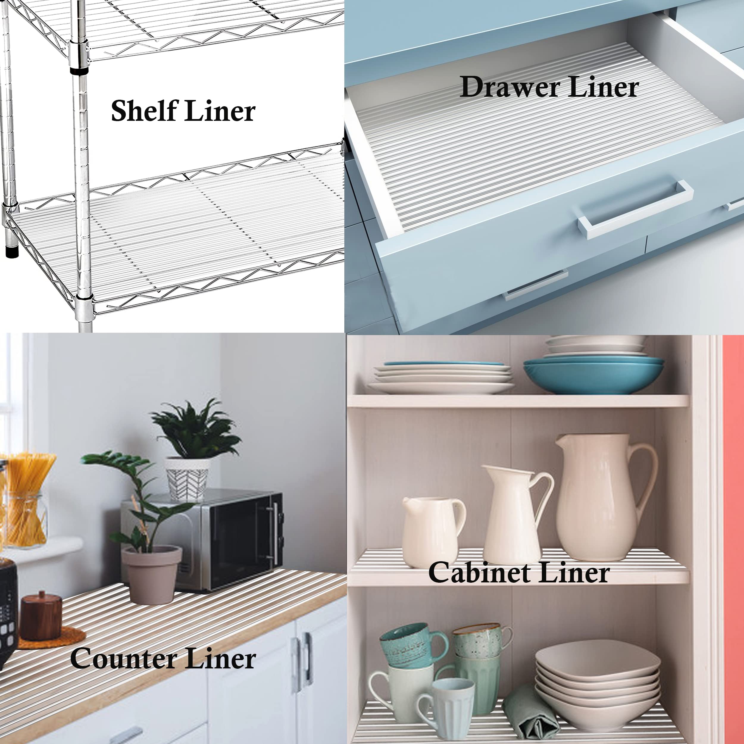 Shelf Liners for Kitchen Cabinets 18 Inch Wide X 20 Ft Non Adhesive Cabinet Drawer Liners Non Slip Clear Waterproof Shelves Liners for Refrigerator Closet Cupboard Pantry Mat Kitchen Bathroom