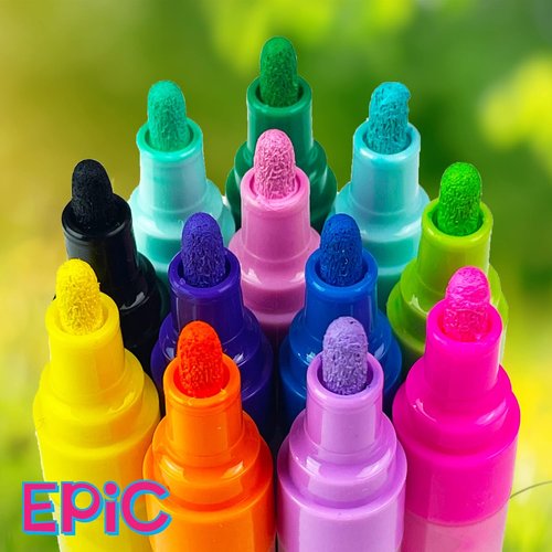 Epic Paint Markers - 12 Pack of Non-Toxic Acrylic Pens | Medium Tip for Multi-Surface DIY Crafts
