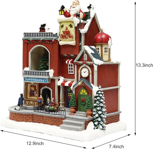 Moments In Time Lighted Christmas Village House - Animated Holiday Scene with LED Lights & Music | Gift Box Ready Decor