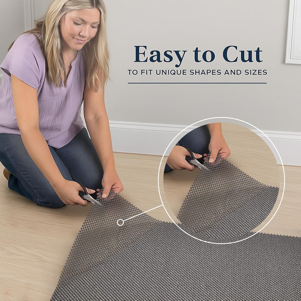 Veken Rug Pad Gripper - Non-Slip Dark Grey 8x10 Ft Mat for Hardwood & Tile Floors