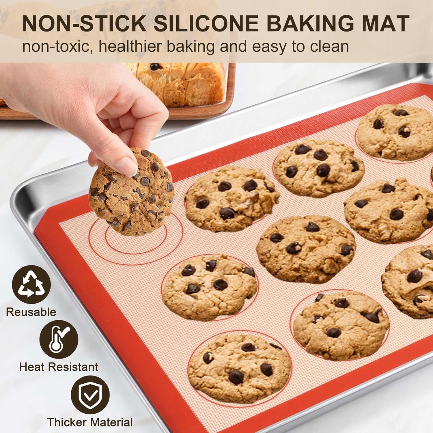 TeamFar Stainless Steel Baking Sheet Set - 16-Inch Cookie Sheets with Cooling Racks & Silicone Mats | Non-Toxic & Easy to Clean
