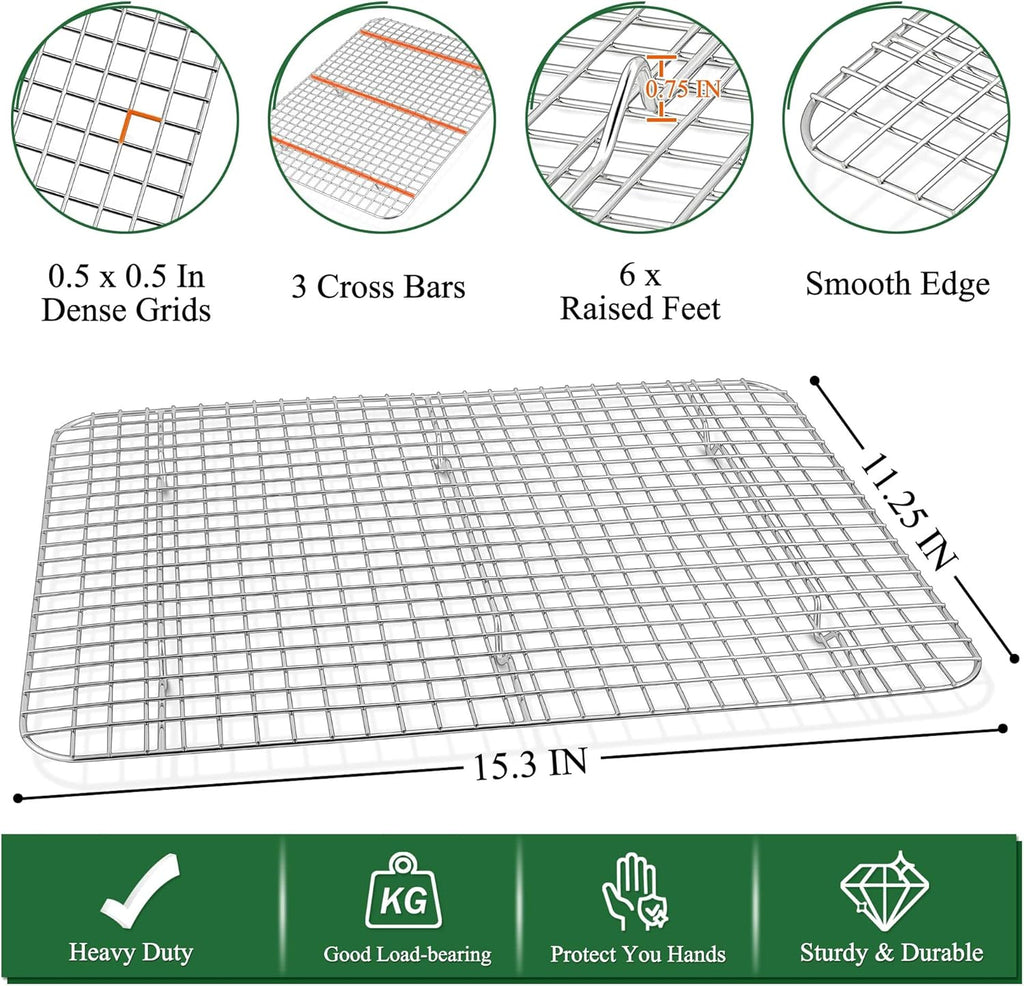 P&P CHEF 16-Inch Baking Sheet and Rack Set - Stainless Steel Cookie Sheets with Cooling Racks | Oven & Dishwasher Safe (4 Pcs)